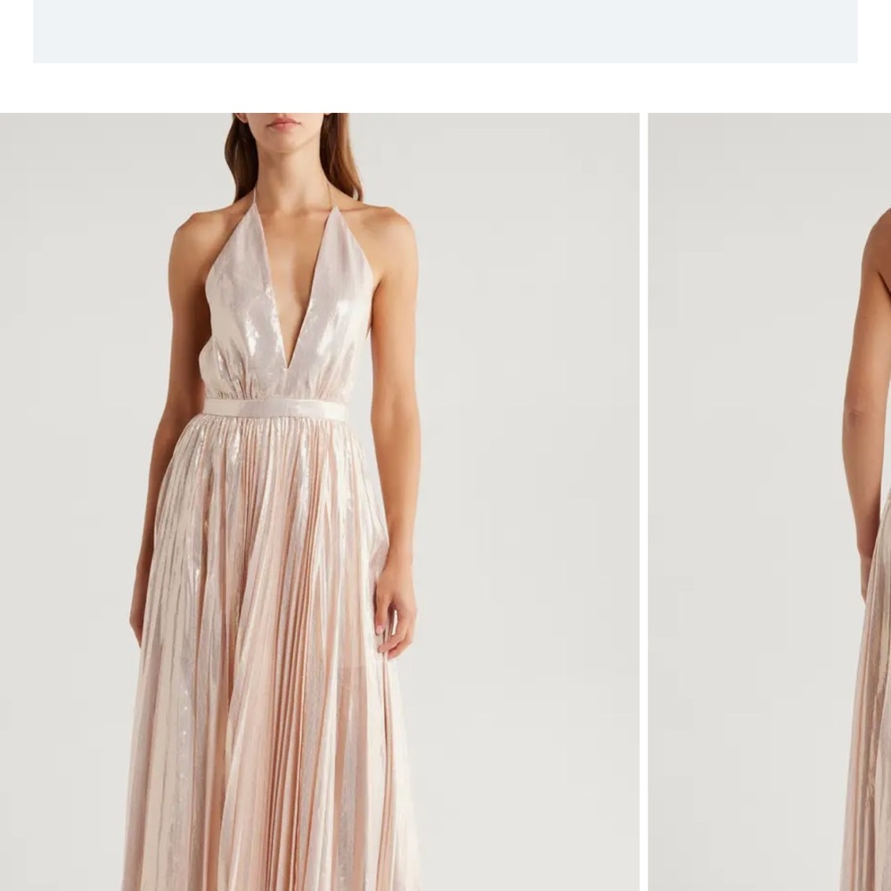 Alice + Olivia Shimmering Cream Backless Dress